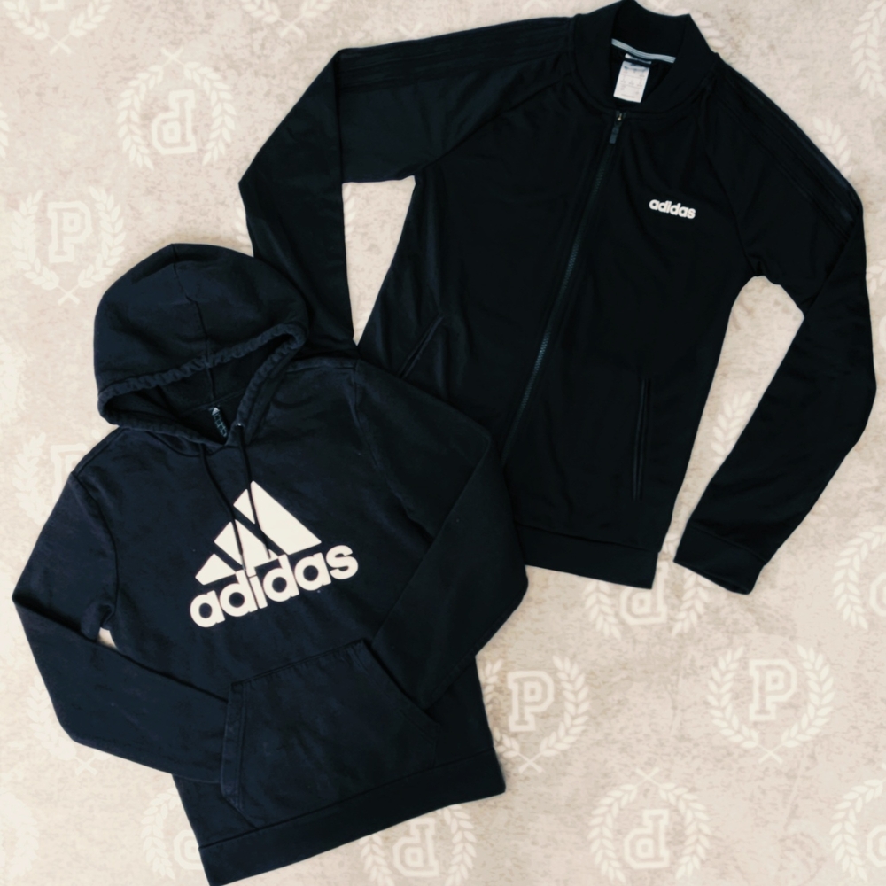 Adidas Black Athletic Jacket Lightweight Zip-Up , Hoodie Lot - Set , Bundle